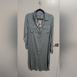 Brand New Seafoam Long Shirt Dress - Size Small
